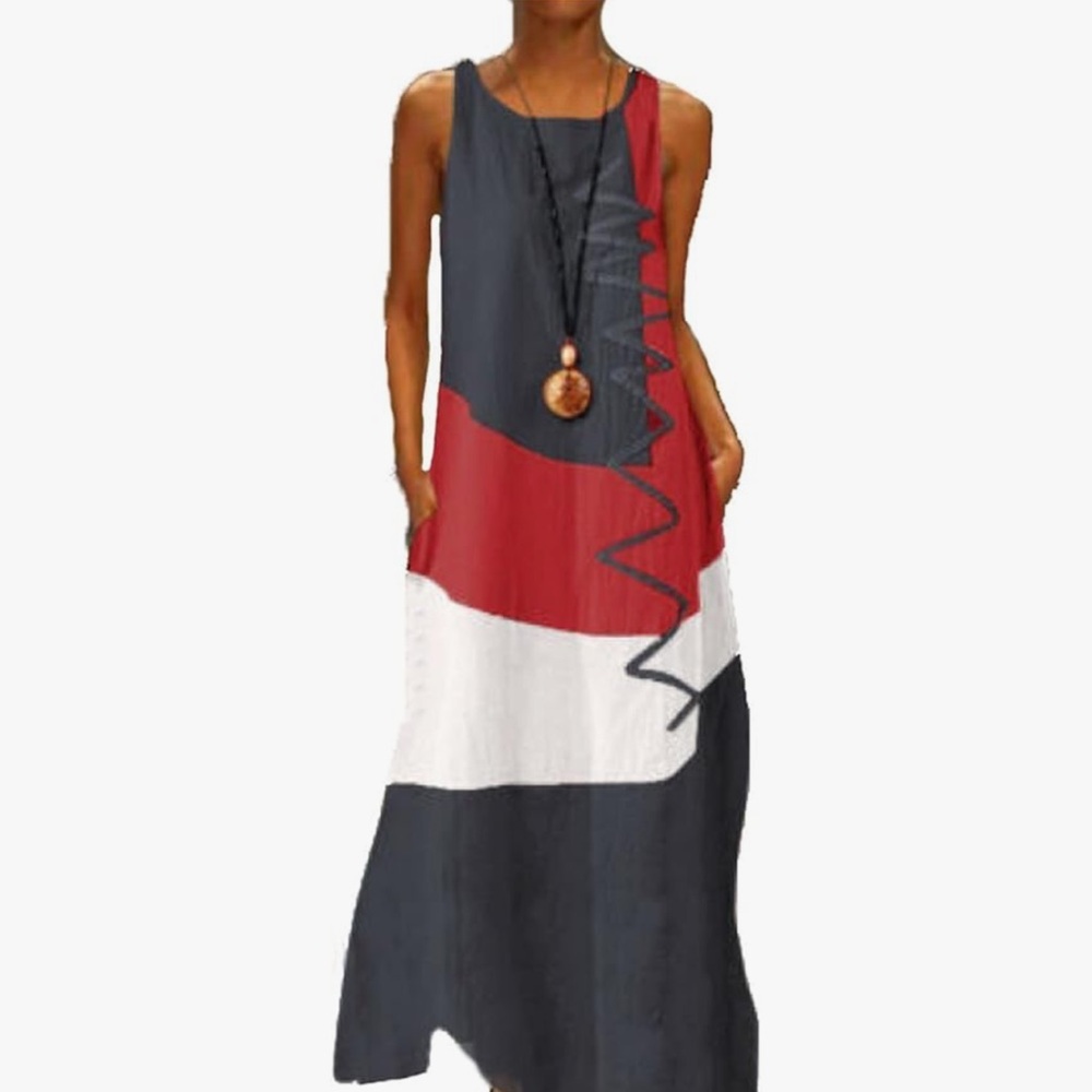Boho Maxi Dress Colorblock Size XL